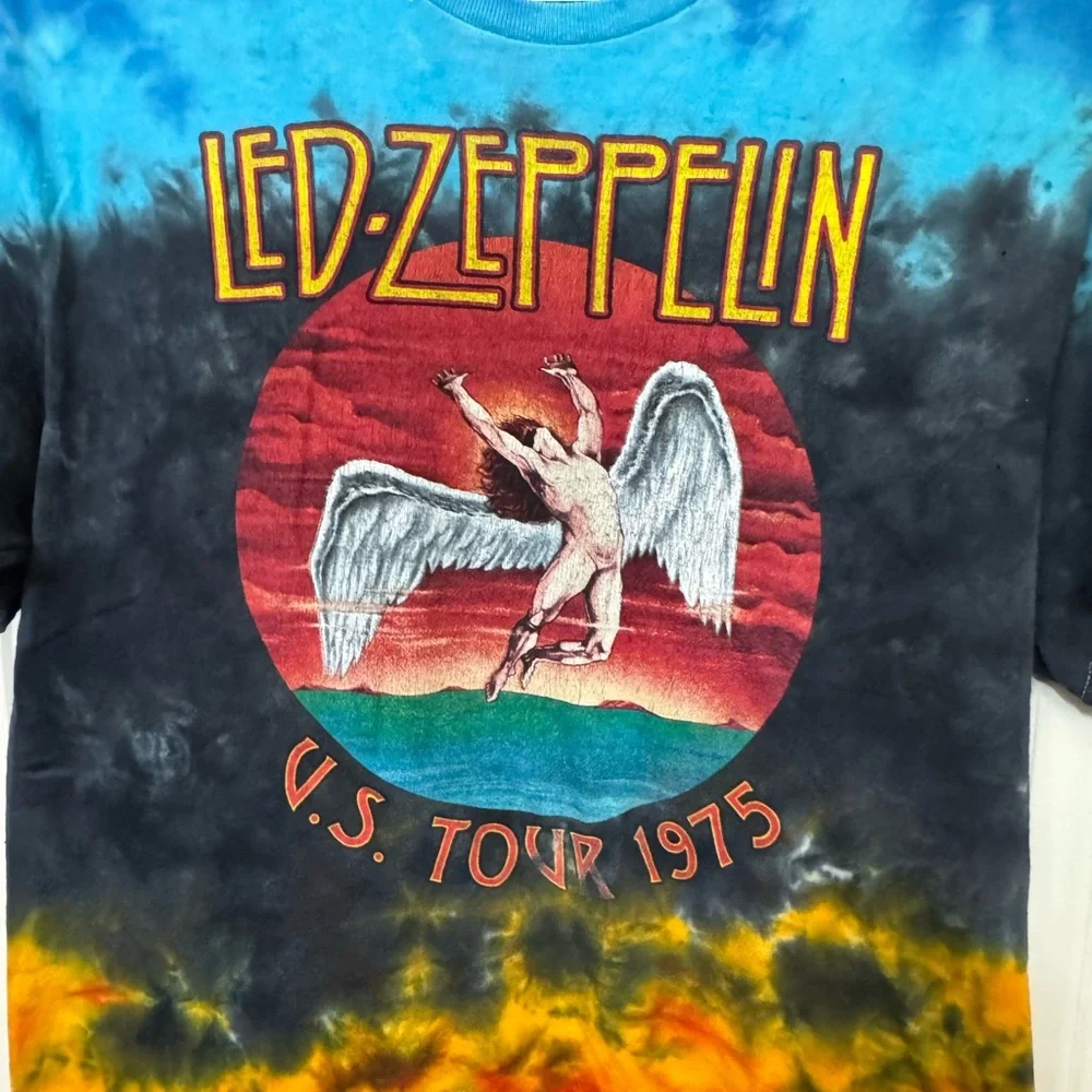Vintage Led Zeppelin Rock Band 1975 Tour Swan Song Tie-Dye Men’s L T-Shirt MINTY - Picture 2 of 4